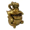 Statueta Feng Shui din rasina, capra pe potcoava si bani, 6 x 4.5 cm