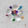 Brosa floare sidef alb si colorat 45mm