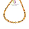 Colier coral fosilic galben sfere 4mm