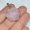 Pandantiv hexagonal cuart roz 30mm