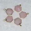 Pandantiv hexagonal cuart roz 30mm