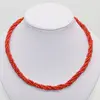 Colier coral rosu 4 randuri rasucit