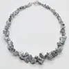 Colier cuart gri electroplacat, pietre druzy