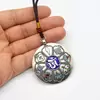 Amuleta Feng Shui din metal cu zodiac si 8 simboluri, argintie, 48mm