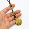 Amuleta Feng Shui din metal cu zodiac si 8 simboluri, aurie