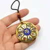 Amuleta Feng Shui din metal cu zodiac si 8 simboluri, aurie, 48mm