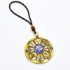 Amuleta Feng Shui din metal cu zodiac si 8 simboluri, aurie, 48mm