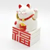 Pisica norocoasa Maneki Neko alba cu ideograma 10cm