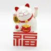 Pisica norocoasa Maneki Neko alba cu ideograma 10cm