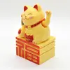Pisica norocoasa Maneki Neko galbena cu ideograma 10cm