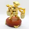 Statueta Feng Shui Porc auriu din metal cu Ru Yi 16cm