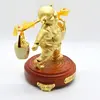 Statueta Feng Shui Porc auriu din metal cu Ru Yi 16cm