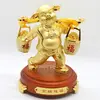 Statueta Feng Shui Porc auriu din metal cu Ru Yi 16cm