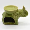 Vas aromaterapie din ceramica, elefant cu trompa ridicata - verde