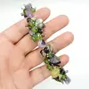 Colier handmade cu ametist, prehnit, sticla si elemente metalice