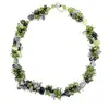 Colier handmade cu ametist, prehnit, sticla si elemente metalice