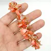 Colier handmade cu coral portocaliu, sticla si elemente metalice