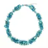 Colier handmade cu turcoaz, sticla si elemente metalice