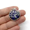 Pandantiv lapis lazuli rotund cu montura pomul vietii 27mm