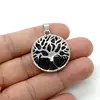 Pandantiv goldstone albastru rotund cu montura pomul vietii 27mm