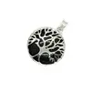 Pandantiv goldstone albastru rotund cu montura pomul vietii 27mm