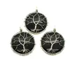 Pandantiv goldstone albastru rotund cu montura pomul vietii 45mm