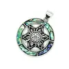 Pandantiv rotund scoica abalone cu montura stea