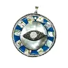Pandantiv rotund sidef si marcasite - cu ochi