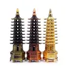 Set 3 Statuete Feng Shui Pagoda cu 9 niveluri din metal - 13cm