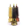 Set 3 Statuete Feng Shui Pagoda cu 9 niveluri din metal - 13cm