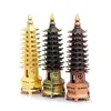 Set 3 Statuete Feng Shui Pagoda cu 9 niveluri din metal - 13cm