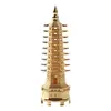 Statueta Feng Shui Pagoda cu 9 niveluri din metal, aurie - 13cm