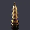 Statueta Feng Shui Pagoda cu 9 niveluri din metal, aurie - 13cm