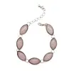 Bratara cuart roz cu montura din metal, oval - model 2