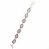 Bratara cuart roz cu montura din metal, oval - model 3