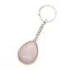 Breloc cuart roz piatra in forma de picatura cu montura 40mm