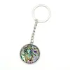 Breloc scoica abalone rotund cu montura 32mm