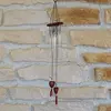 Clopotei de vant din metal cu 6 tuburi, inimi din lemn - 45cm