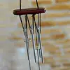 Clopotei de vant din metal cu 6 tuburi, inimi din lemn - 45cm
