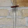 Clopotei de vant din metal cu 6 tuburi, inimi din lemn - 45cm