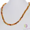 Colier coral fosilic galben sfere 6mm
