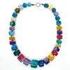 Colier agat multicolor rondele mari 55cm