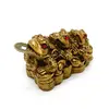 Statueta Feng Shui trei broaste cu pepite si monede din rasina 7,3cm