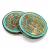 Suport lemn ardere betisoare parfumate rotund cu elefant, turcoaz - 8cm
