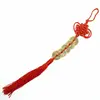 Amuleta canaf Feng Shui cu 5 monede chinezesti si nod mistic, rosie