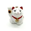 Statueta Feng Shui pisica Maneki Neko alba, din ipsos - 5cm