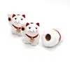 Statueta Feng Shui pisica Maneki Neko alba, din ipsos - 5cm