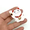 Statueta Feng Shui pisica Maneki Neko alba, din ipsos - 5cm