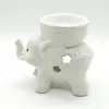 Vas aromaterapie din ceramica, elefant mic cu trompa ridicata - alb