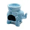 Vas aromaterapie din ceramica, elefant mic cu trompa ridicata - albastru